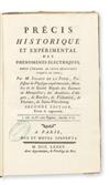 SIGAUD DE LA FOND, JOSEPH-AIGNAN.  Précis Historique et Expérimental des Phénomènes Électriques. 1785